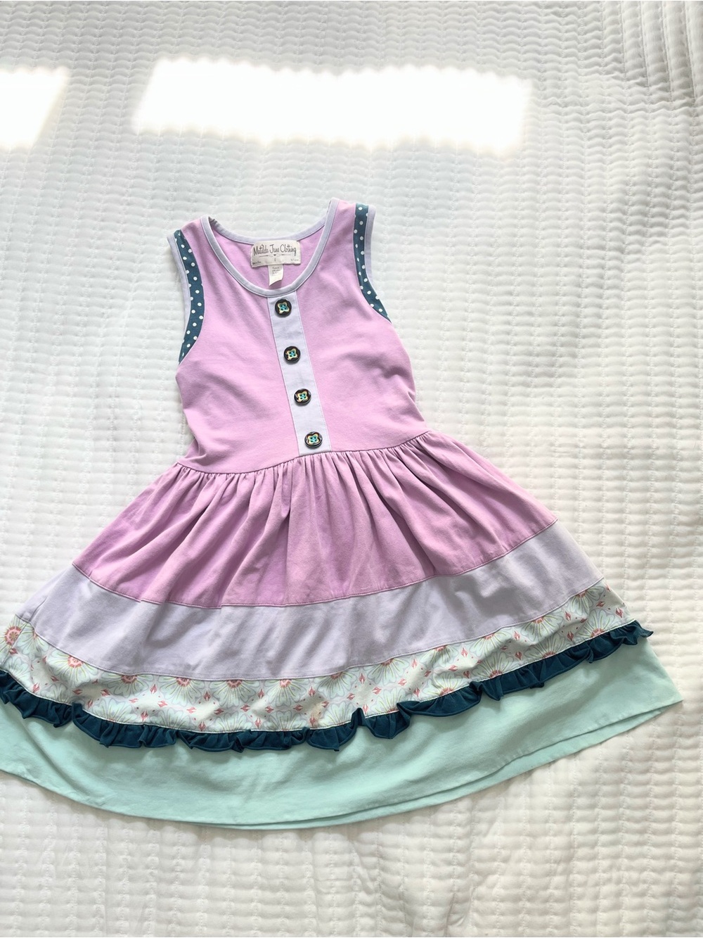 Matilda Jane Pink and Mint Tiered Sleeveless Dress